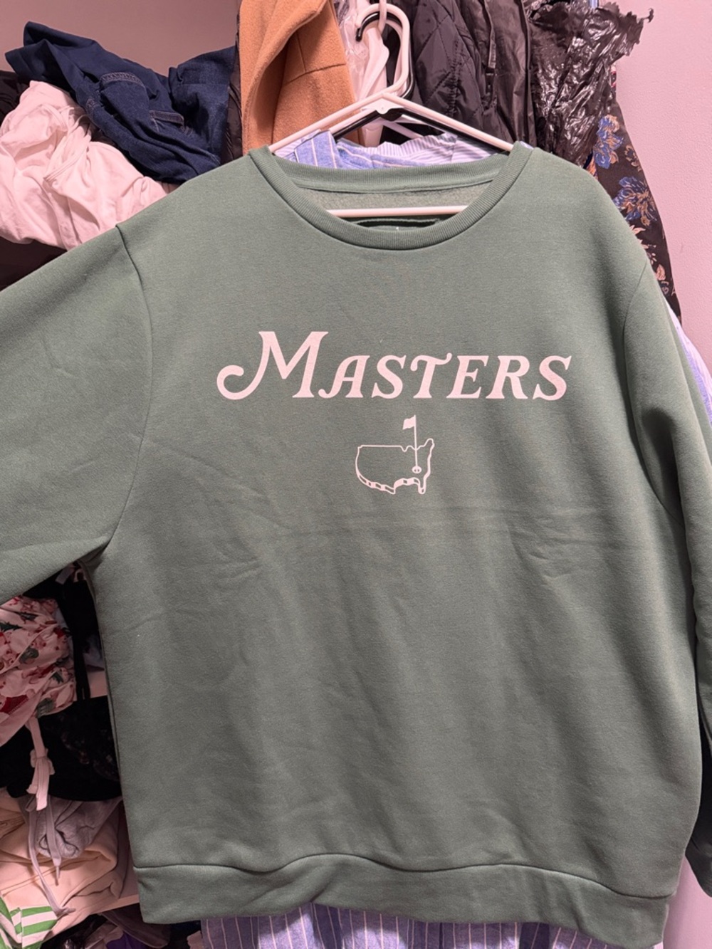 Masters Sage Green Crewneck Sweatshirt with White Logo